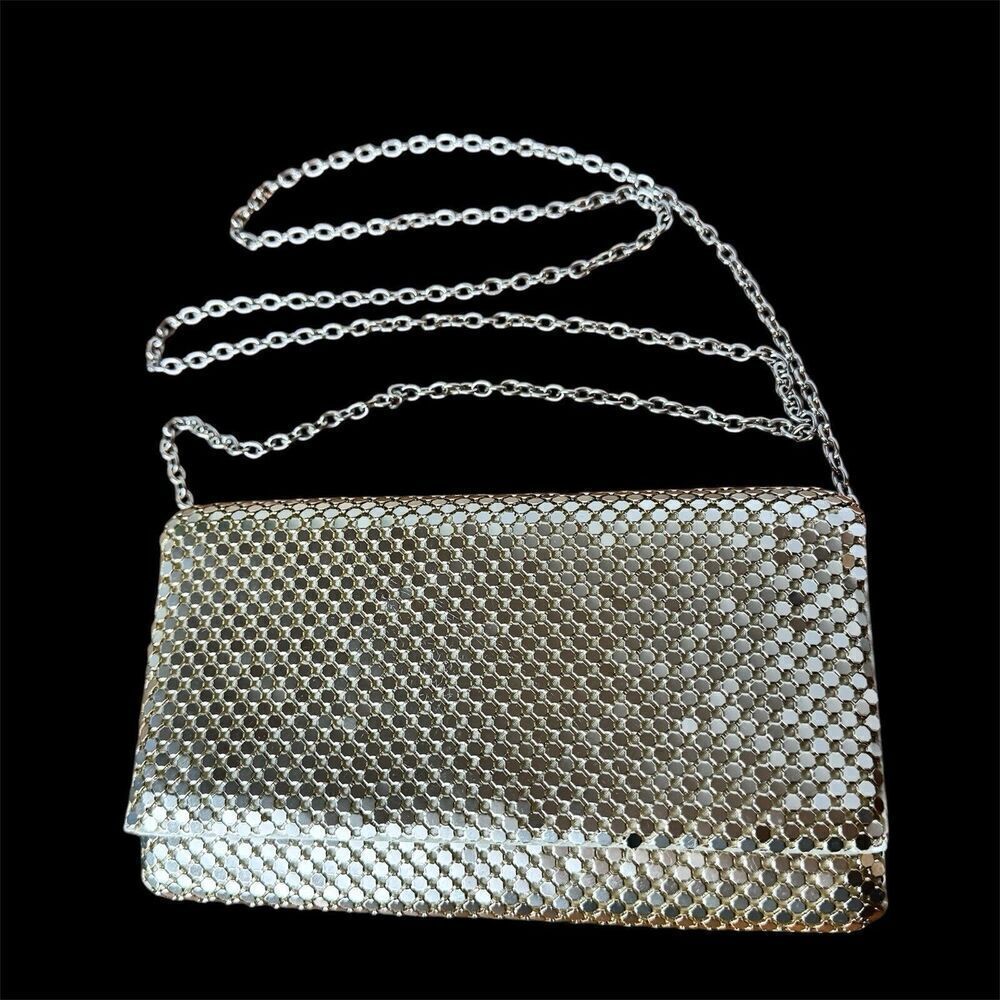 Gunne Sax Jessica McClintock Silver Metal Mesh Evening Party Shoulder Handbag